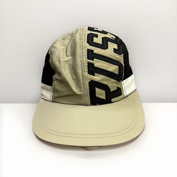 Hypeadelic Mens Khaki Tan Black 5 Panel “Russell” Adjustable Strapback Hat Cap - Picture 1 of 7